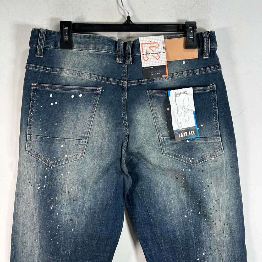 Smoke Rise DNM Co Distressed Lazy Fit Jean, Men's Size 32/32 - Blue/Multi - Picture 11 of 12